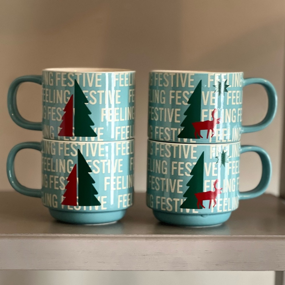 BNWT Set of 4 Caribou Coffee 2023 Holiday Mugs, 10oz
